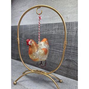 Chicken Ornament Old World Christmas Glass Blown Glittered Country 301b3